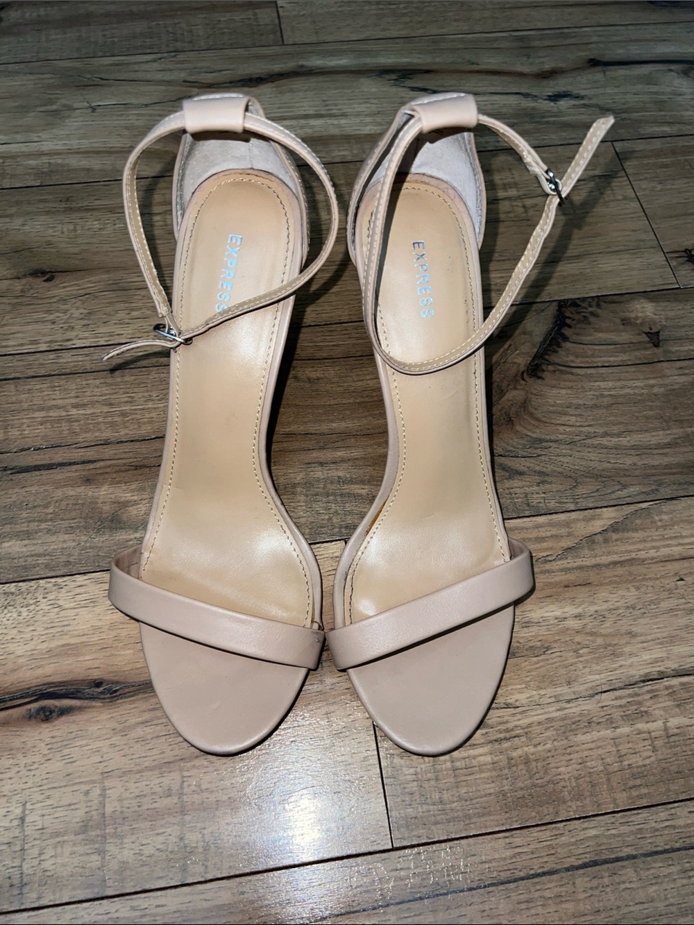 Express Blush Nude Ankle-Strap Block Heel Sandals